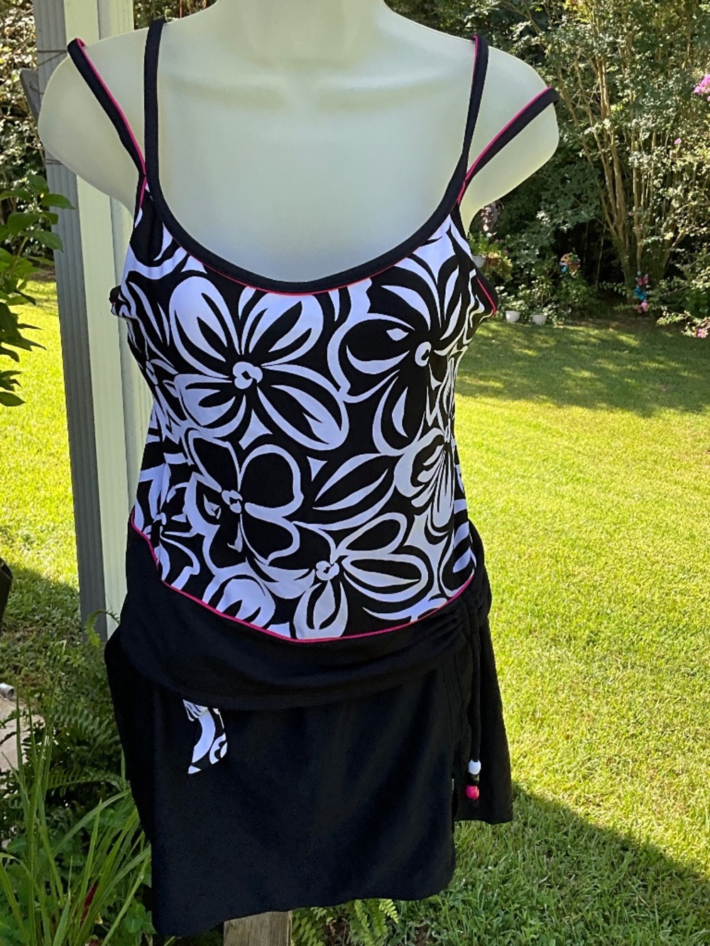 Ocean Dreams Black Swim Skirt Cover-Up Removable Tie Sash, Size 12 - Picture 7 of 7